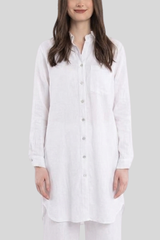 Luna Luz - Roma Linen Shirt Dress - WHITE