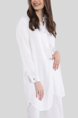 Luna Luz - Roma Linen Shirt Dress - WHITE