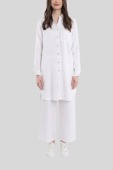 Luna Luz - Roma Linen Shirt Dress - WHITE