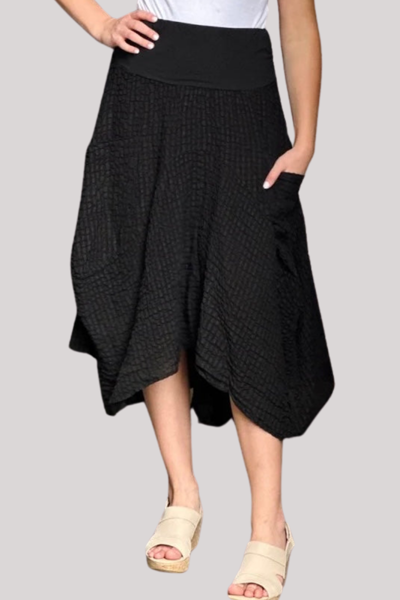 Luna Luz - Seersucker Skirt - BLACK