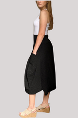 Luna Luz - Seersucker Skirt - BLACK