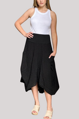 Luna Luz - Seersucker Skirt - BLACK