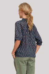 M.A.B.E - Ari Print Short Sleeve Top - INDIGO