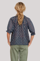 M.A.B.E - Ari Print Short Sleeve Top - INDIGO