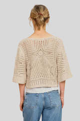 M.A.B.E - Crochet Cropped Cardigan - ECRU