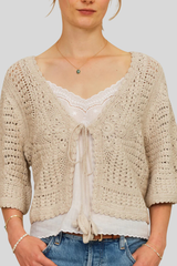M.A.B.E - Crochet Cropped Cardigan - ECRU