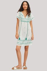 M.A.B.E - Elsa Embroidered Shift Dress - ECRUGREN