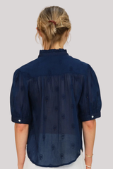 M.A.B.E - Frani Emb Short Sleeve Top - INDIGO