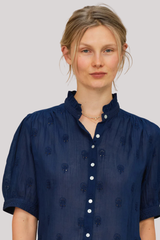 M.A.B.E - Frani Emb Short Sleeve Top - INDIGO