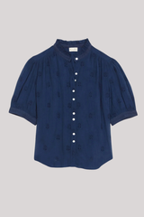 M.A.B.E - Frani Emb Short Sleeve Top - INDIGO