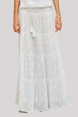 M.A.B.E - Frani Embroidered Maxi Skirt - WHITE