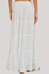 M.A.B.E - Frani Embroidered Maxi Skirt - WHITE