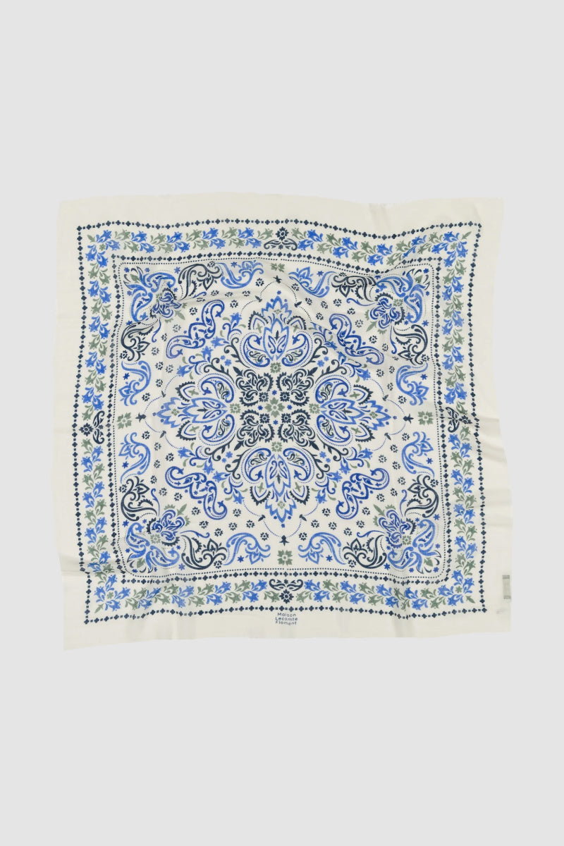 Maison Lecomte Flament - Bandana Lisboa Cotton Voile Scarf - WHITEBLU