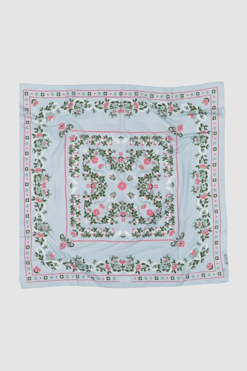 Maison Lecomte Flament - Secret Garden Sky Blue Cotton Voile Scarf - CIEL