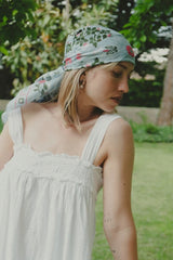 Maison Lecomte Flament - Secret Garden Sky Blue Cotton Voile Scarf - CIEL
