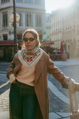 Maison Lecomte Flament - Seville-Inspired Square Scarf - WHITERED