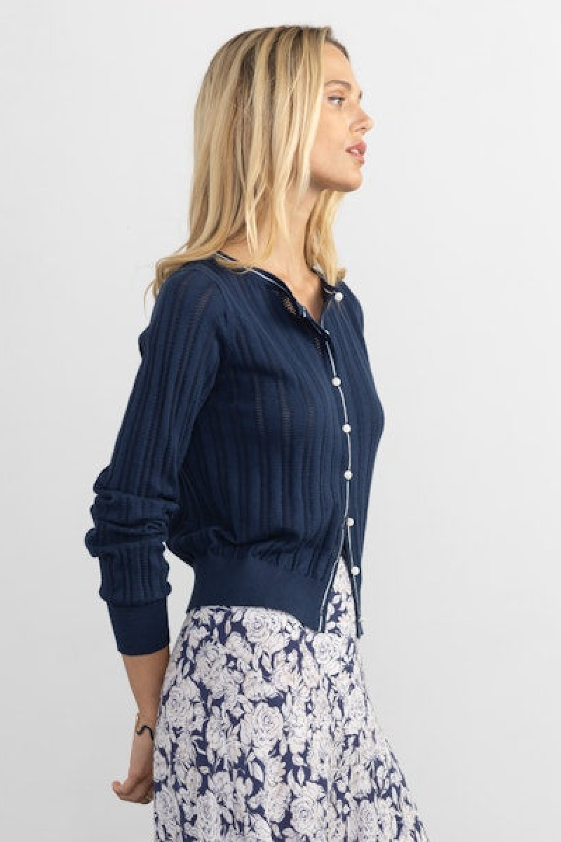 Margaret O'Leary - Petit Cardi - NAVYWHTE