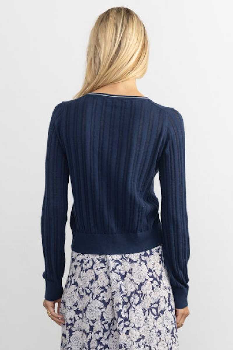 Margaret O'Leary - Petit Cardi - NAVYWHTE