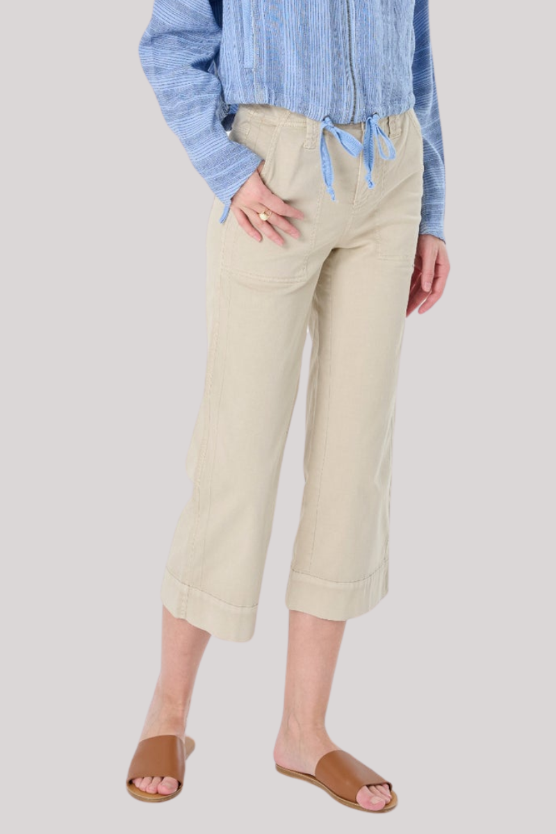 Marrakech - Palma Stretch Twill Crop Wide-Leg Pant - SANDY