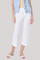 Marrakech - Palma Stretch Twill Crop Wide-Leg Pant - WHITE