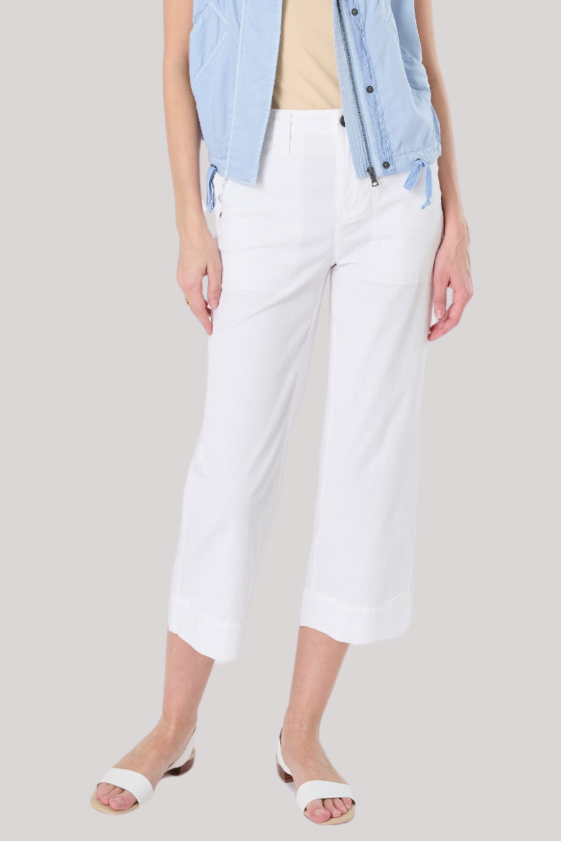 Marrakech - Palma Stretch Twill Crop Wide-Leg Pant - WHITE