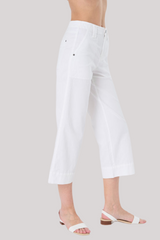 Marrakech - Palma Stretch Twill Crop Wide-Leg Pant - WHITE