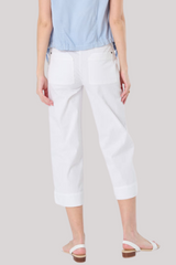 Marrakech - Palma Stretch Twill Crop Wide-Leg Pant - WHITE