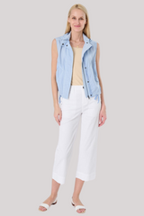 Marrakech - Palma Stretch Twill Crop Wide-Leg Pant - WHITE