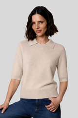 Minnerose - Cashmere Short Sleeve Polo - BRWSUGAR