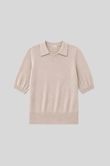 Minnerose - Cashmere Short Sleeve Polo - BRWSUGAR