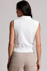Minnierose - Button Front Sleeveless Polo - WHITE