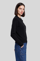 Minnierose - Cashmere Henley Polo With Pocket - BLACK