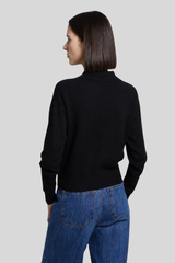 Minnierose - Cashmere Henley Polo With Pocket - BLACK