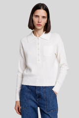 Minnierose - Cashmere Henley Polo With Pocket - WHITE