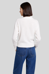 Minnierose - Cashmere Henley Polo With Pocket - WHITE
