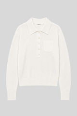 Minnierose - Cashmere Henley Polo With Pocket - WHITE