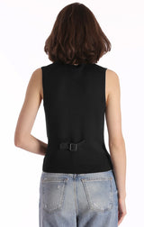 Minnierose - Cotton Blend Vest With Snaps - BLACK