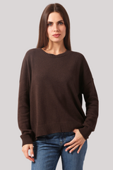Minnierose - Cotton Cashmere Boxy Crew Neck Top - BRAZLNUT