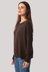 Minnierose - Cotton Cashmere Boxy Crew Neck Top - BRAZLNUT