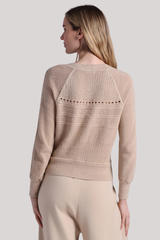 Minnierose - Cotton Cashmere Pointelle Mix V Neck Cardi - BRWSUGAR