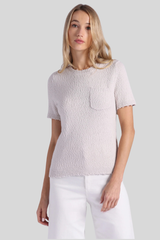 Minnierose - Frayed Crew Neck Tee with Pocket - CHALK