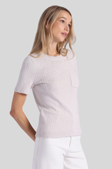 Minnierose - Frayed Crew Neck Tee with Pocket - CHALK