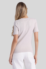 Minnierose - Frayed Crew Neck Tee with Pocket - CHALK