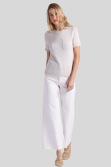 Minnierose - Frayed Crew Neck Tee with Pocket - CHALK