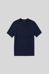 Minnierose - Frayed Crew Neck Tee with Pocket - NAVY