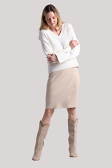 Minnierose - Luxe Cotton Blend Boxy V Neck - STARCH