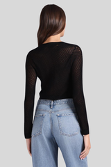 Minnierose - Open Pointelle Cardigan - BLACK