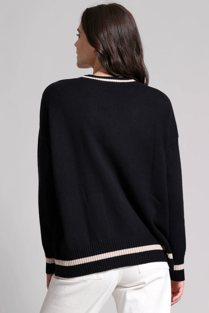 Minnierose - Oversized Cardigan with Tipping - BLKBRWSU