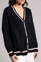 Minnierose - Oversized Cardigan with Tipping - BLKBRWSU