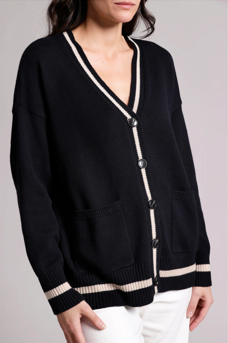 Minnierose - Oversized Cardigan with Tipping - BLKBRWSU